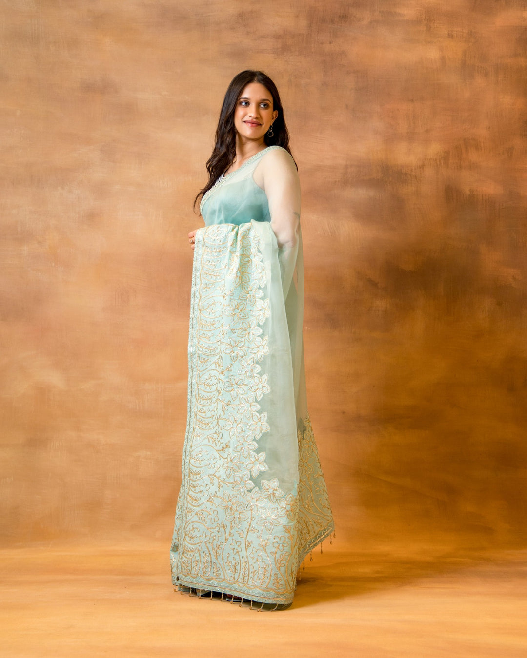 Sea Green Chanderi Saree