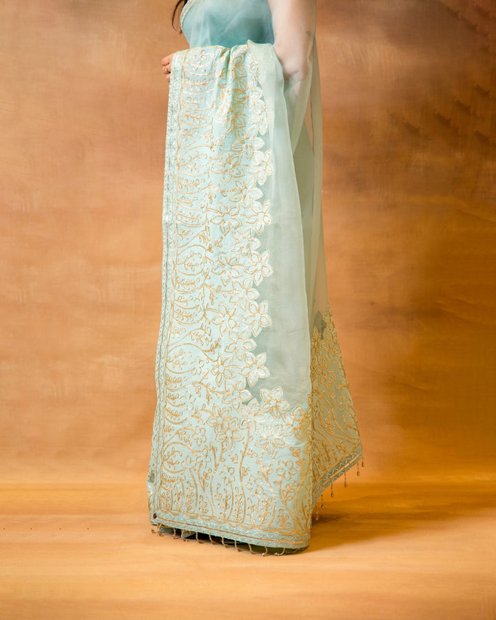 Sea Green Chanderi Saree