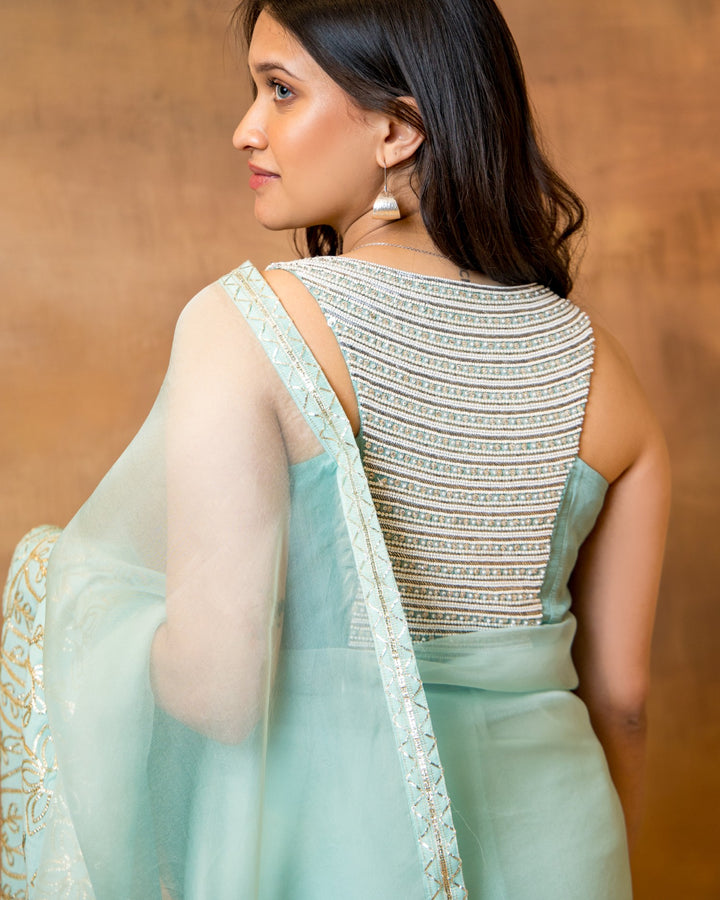 Sea Green Chanderi Saree