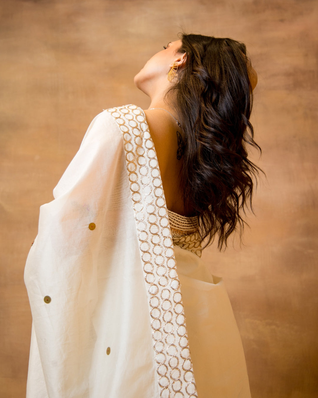 Ivory Chanderi Saree
