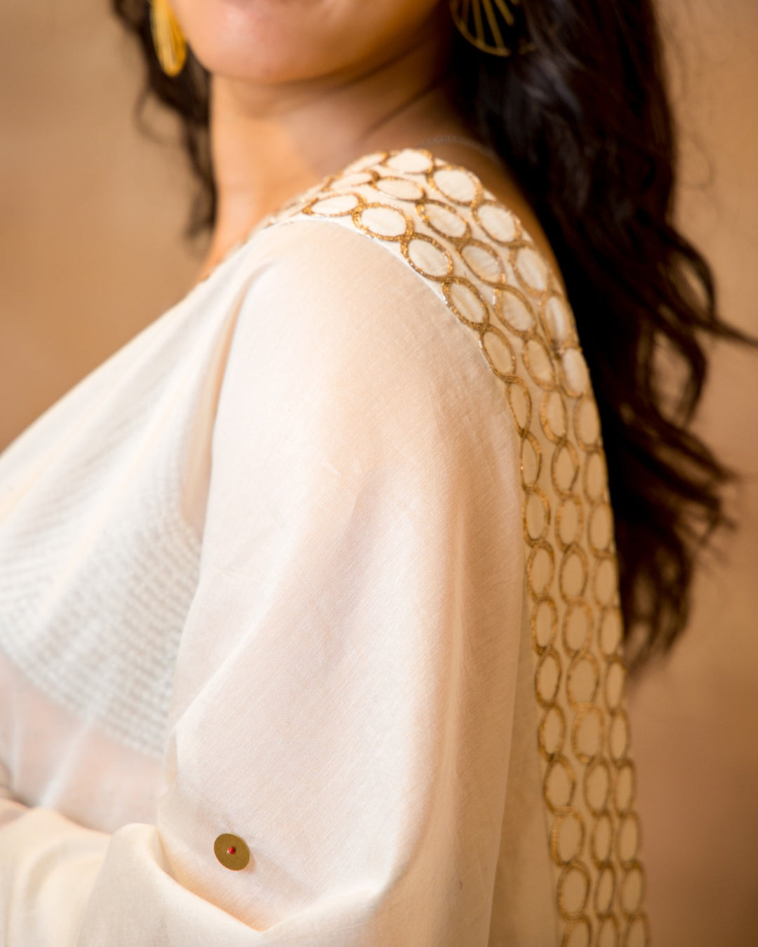 Ivory Chanderi Saree