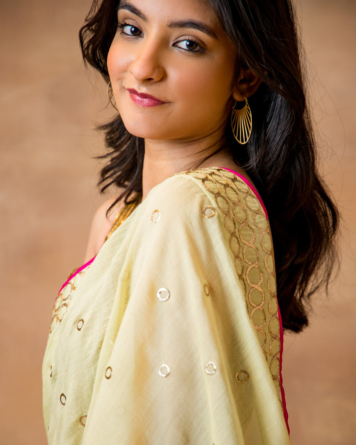 Green Chanderi Mukesh Saree