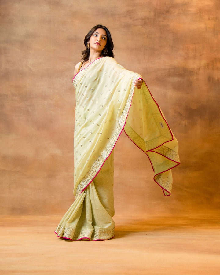Green Chanderi Mukesh Saree
