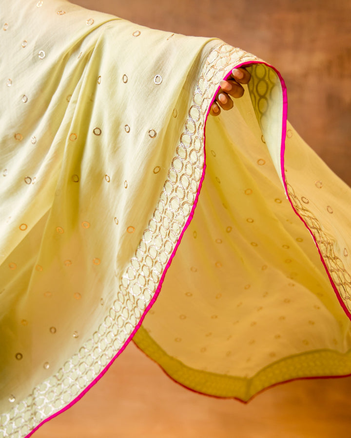 Green Chanderi Mukesh Saree