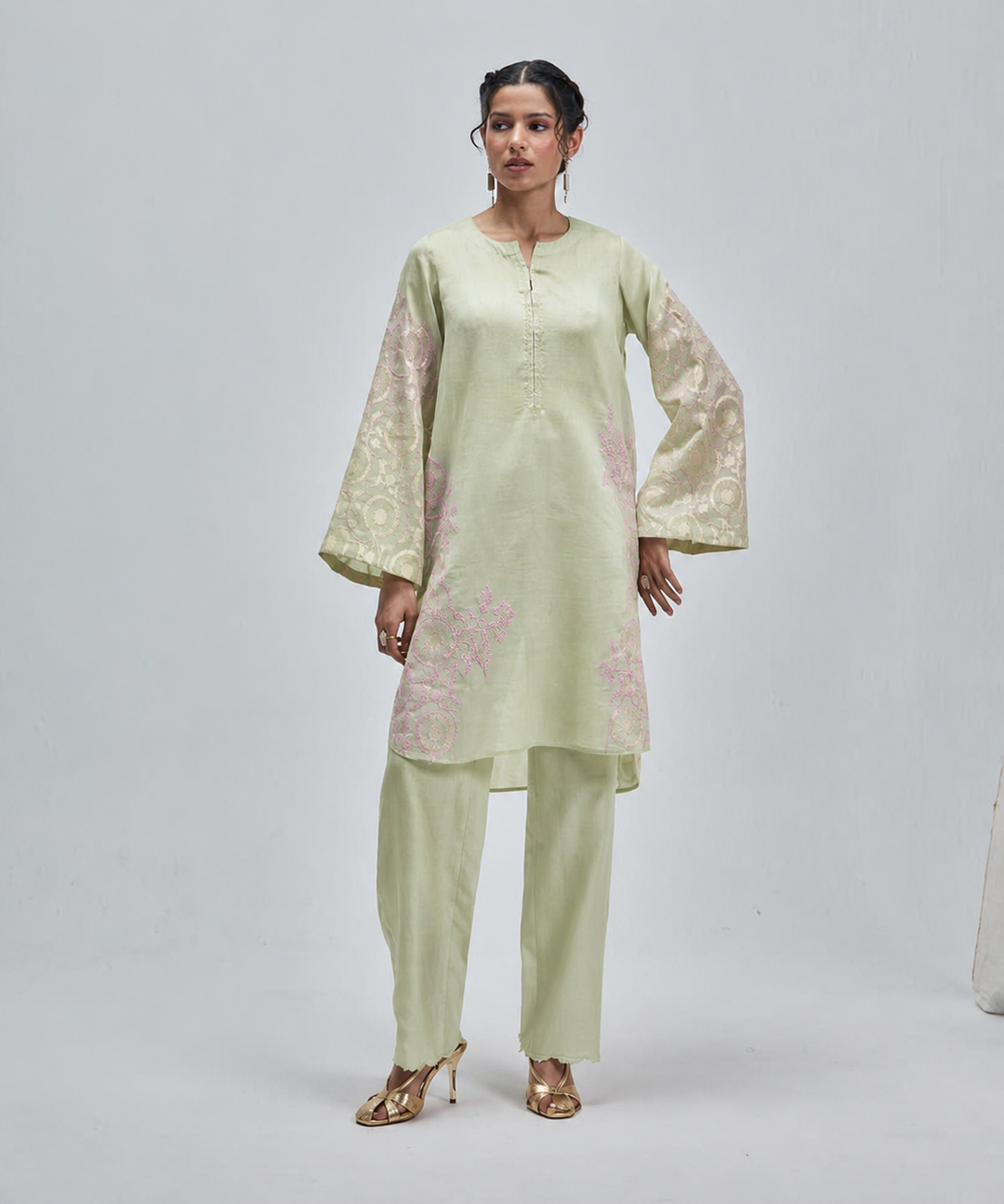 Leher Kurta - Lime Pearl