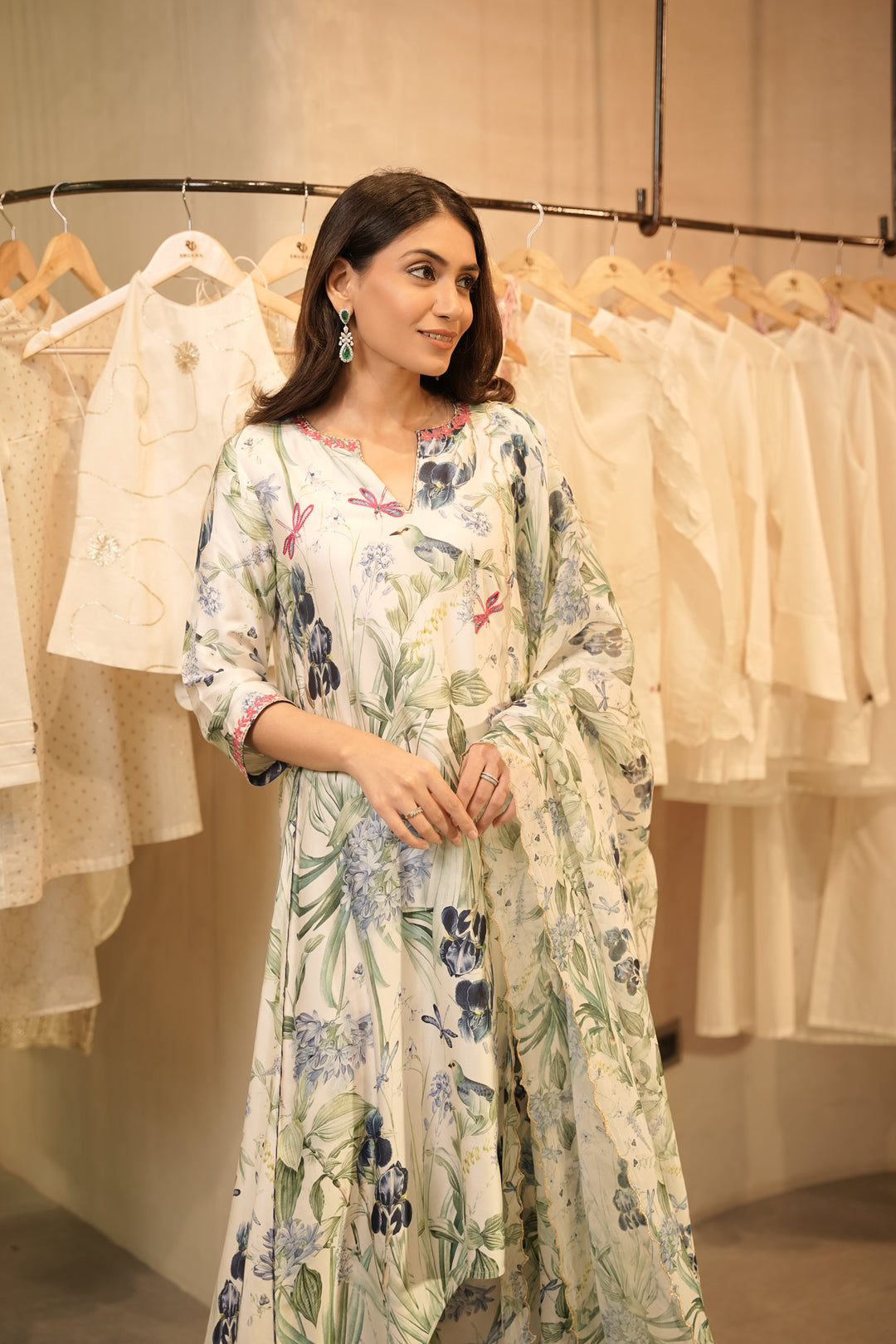 Blue Floral Dupatta