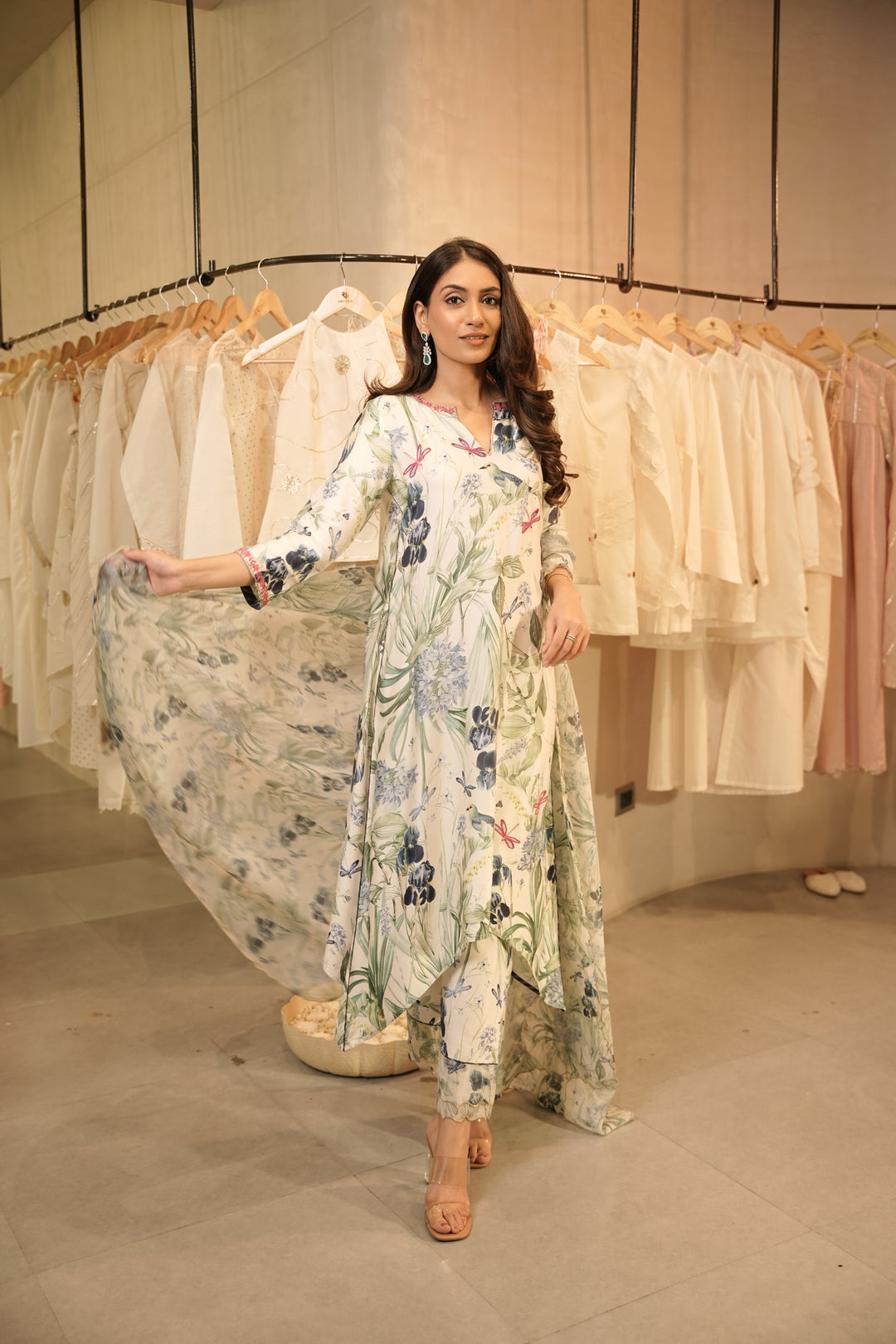 Blue Floral Dupatta