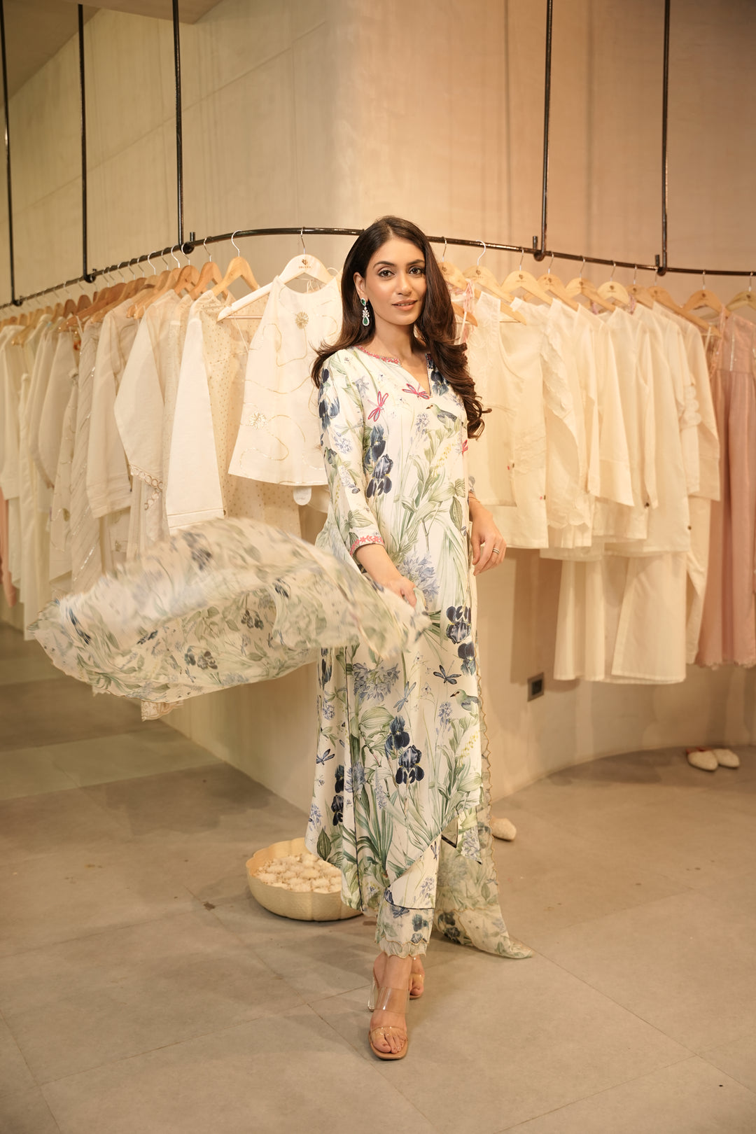 Blue Floral Dupatta