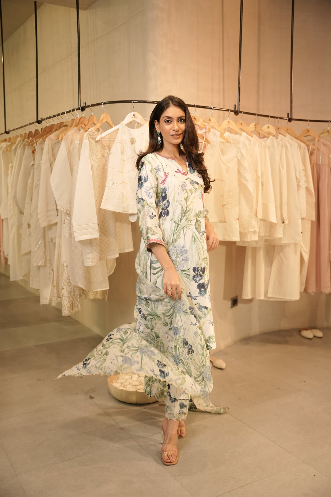 Blue Floral Dupatta