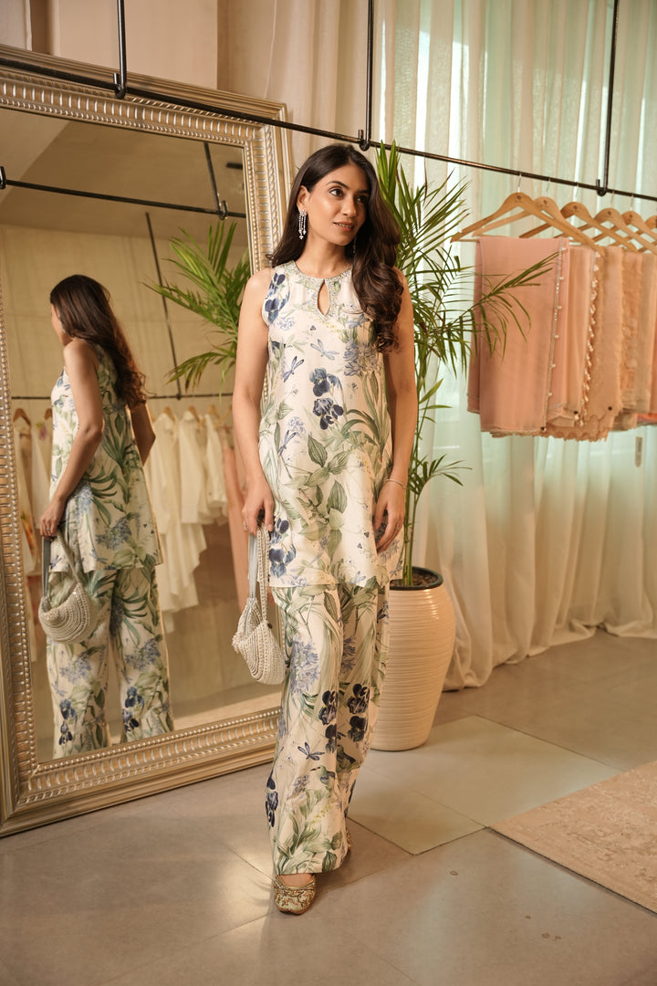 Blue Floral Farshi Salwar