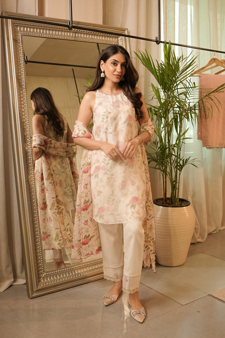 White Chanderi Trouser