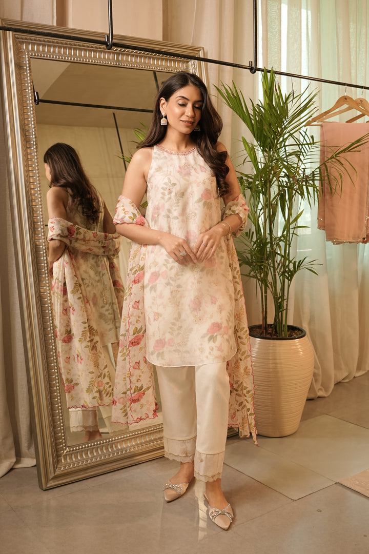 White Chanderi Trouser