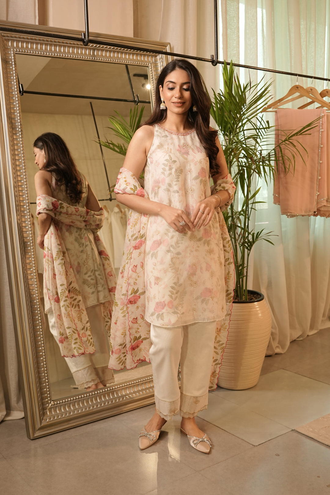 White Chanderi Trouser