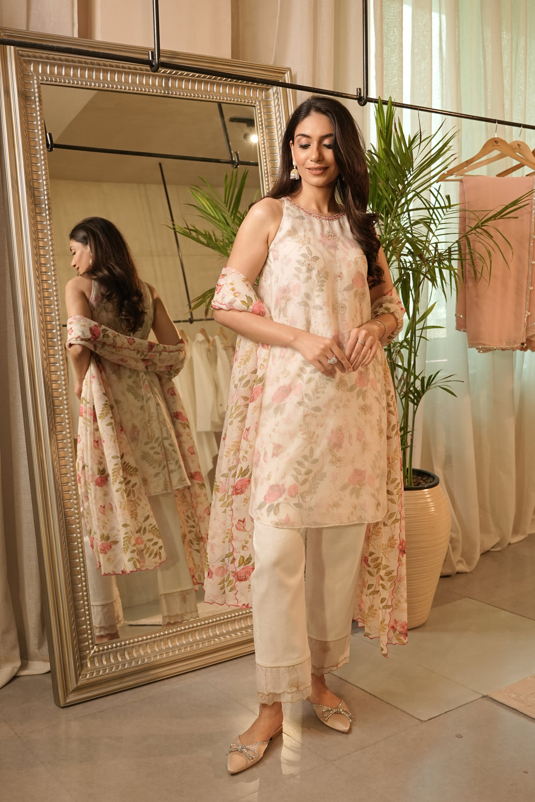 White Chanderi Trouser