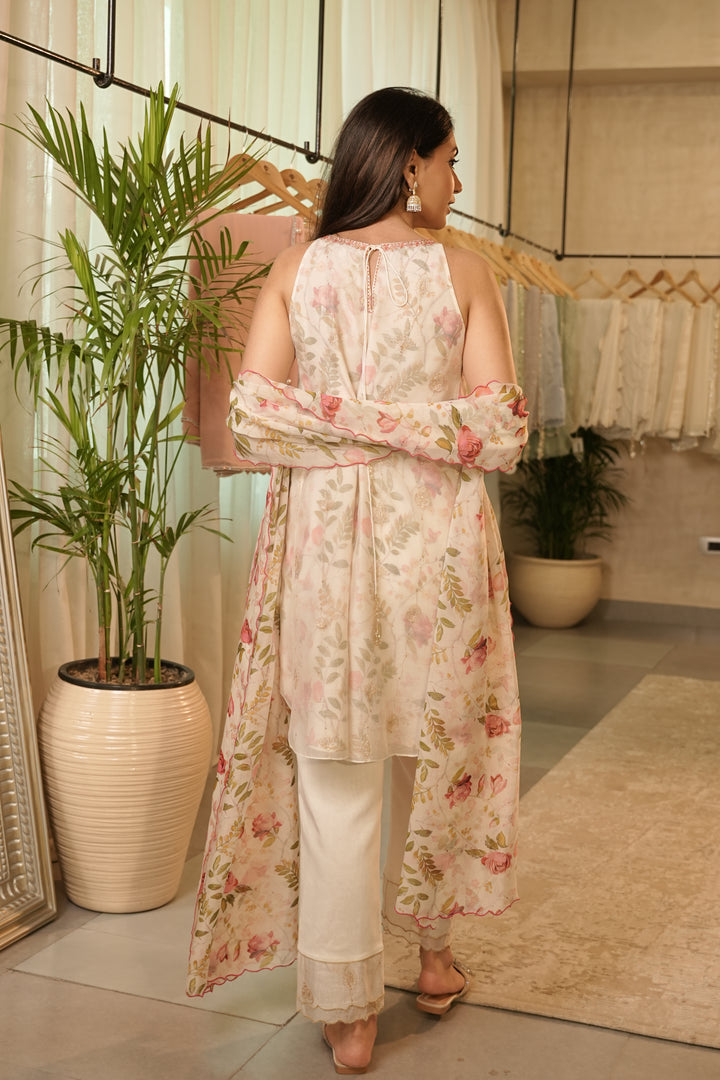 Pink Floral Dupatta