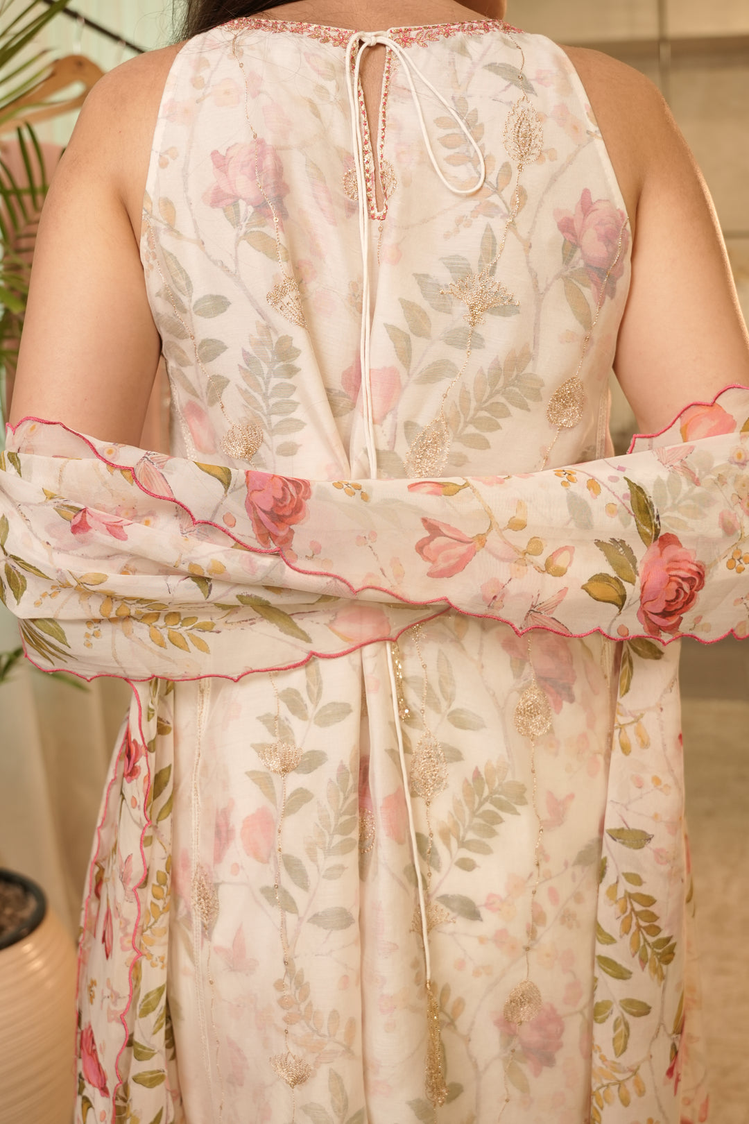 Pink Floral Dupatta