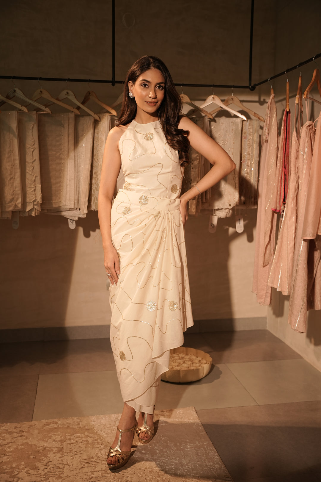 Ivory Chanderi Halter