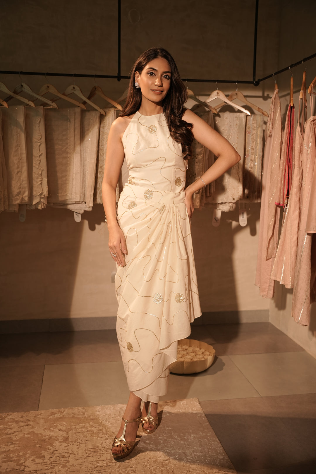 Ivory Chanderi Halter