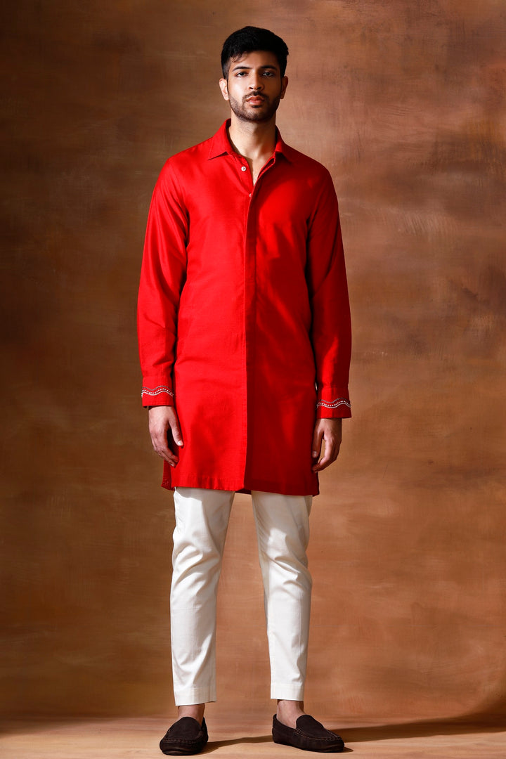 Red Men's Kurta