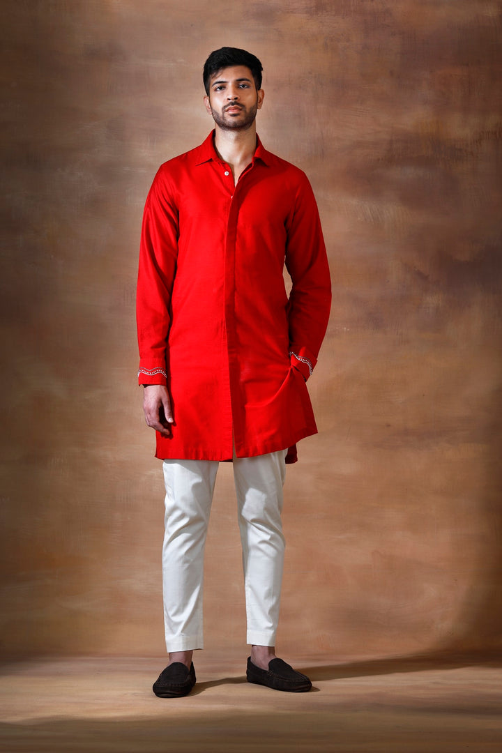Red Men's Kurta