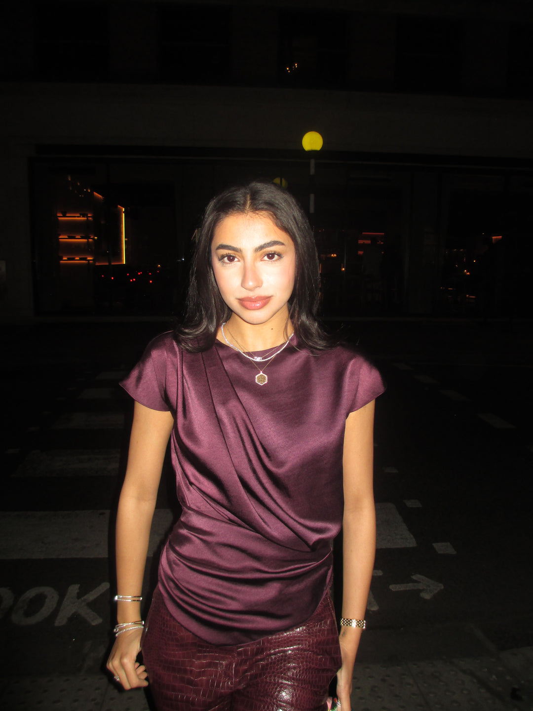 Zero Neck Satin Drape Top
