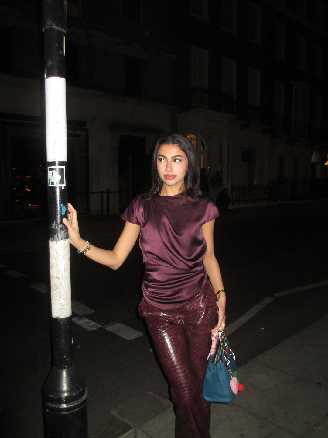 Zero Neck Satin Drape Top