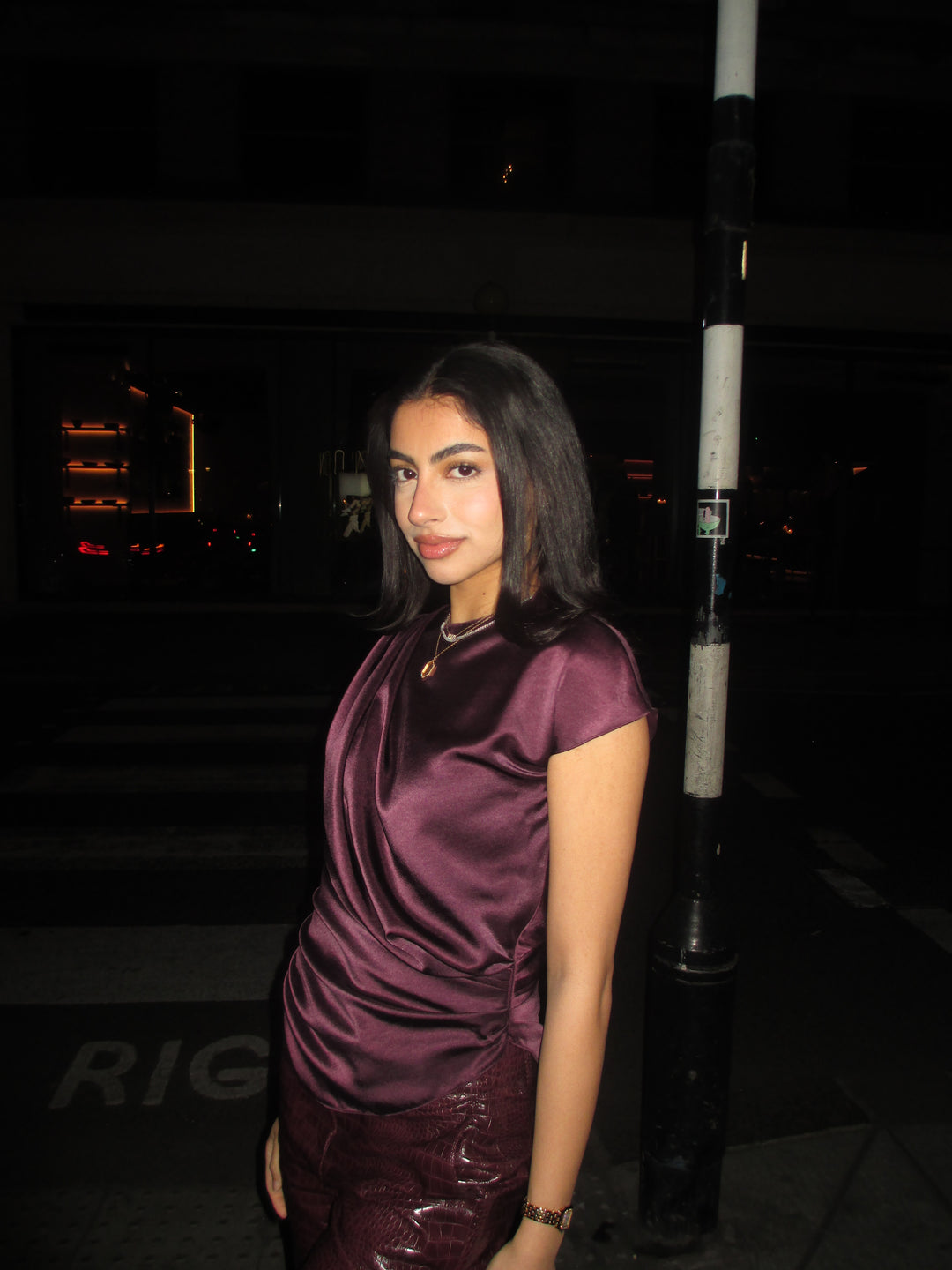 Zero Neck Satin Drape Top