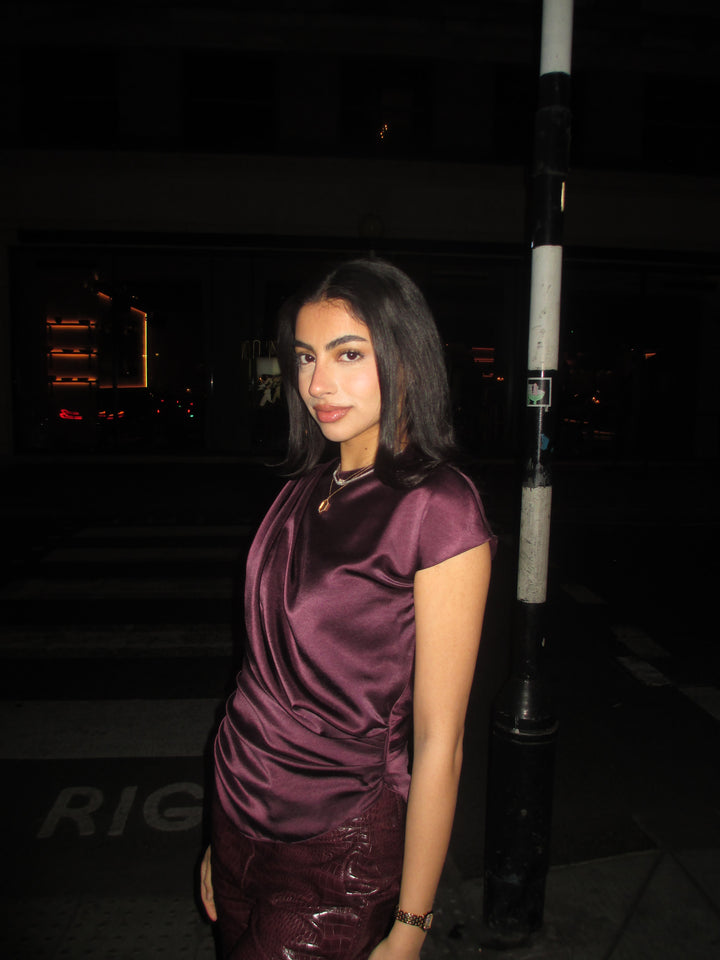 Zero Neck Satin Drape Top