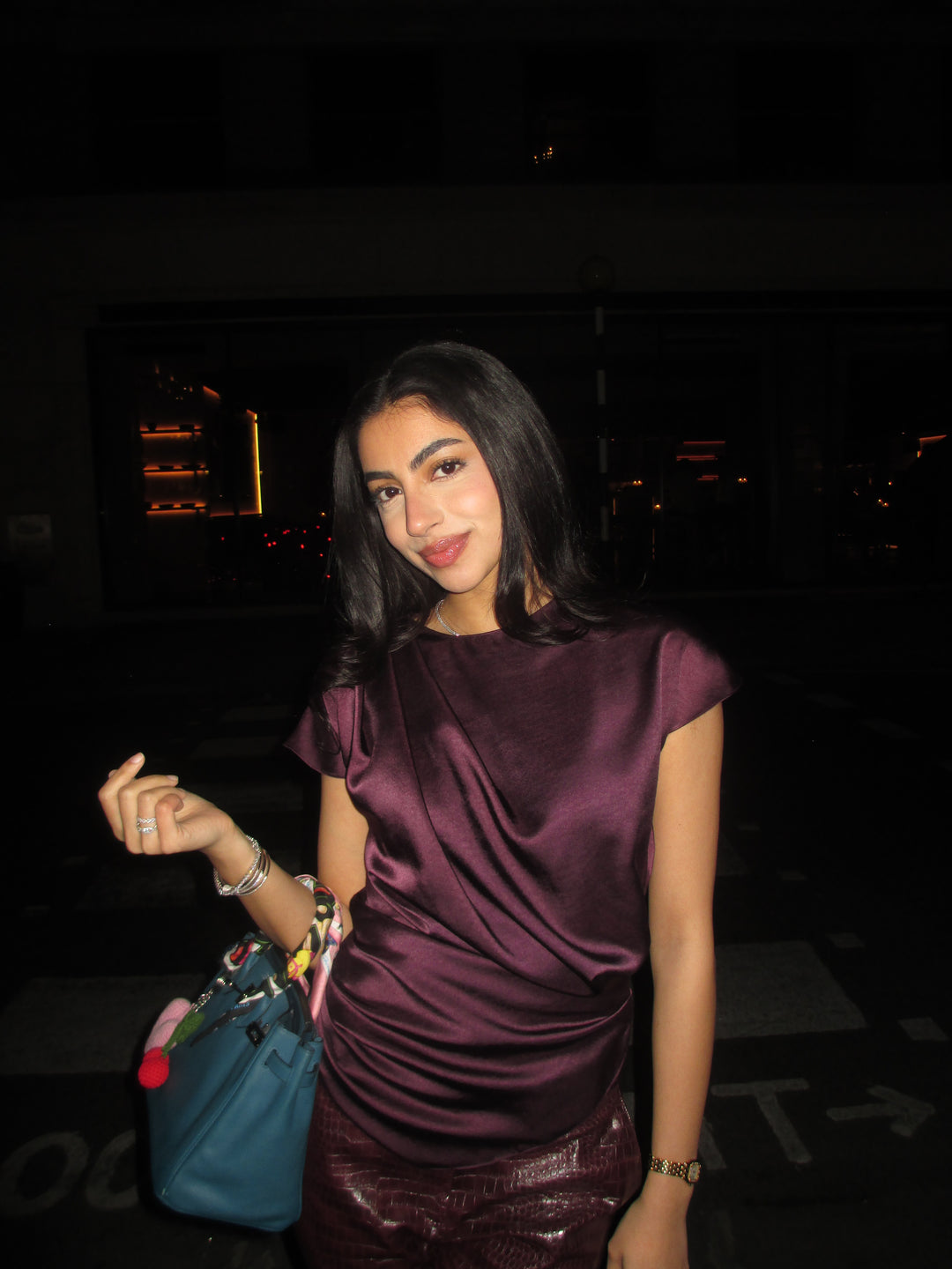 Zero Neck Satin Drape Top