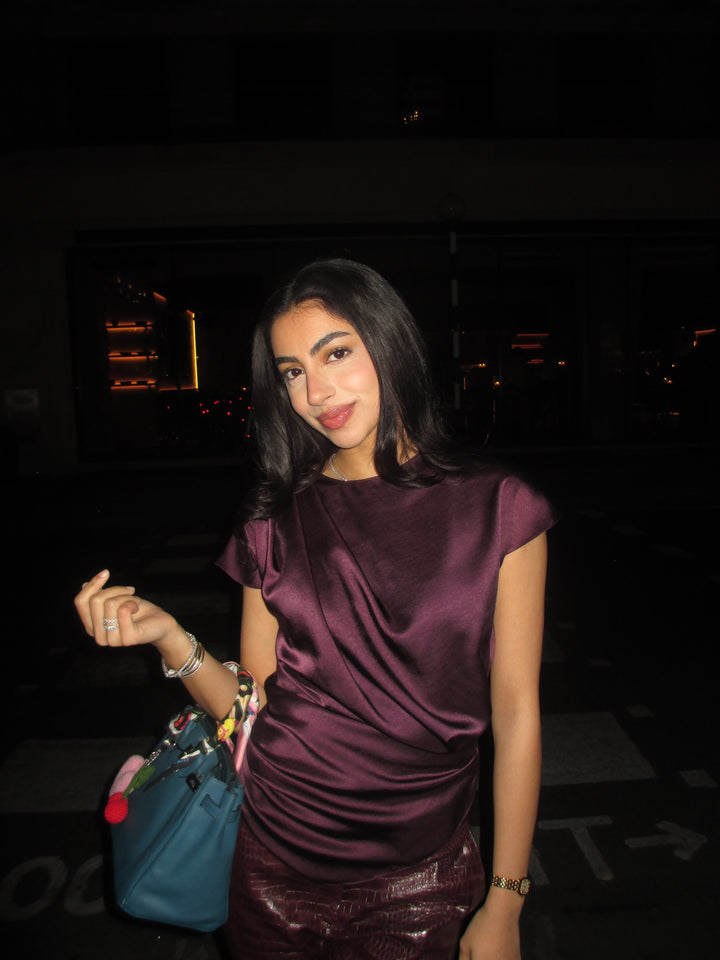 Zero Neck Satin Drape Top