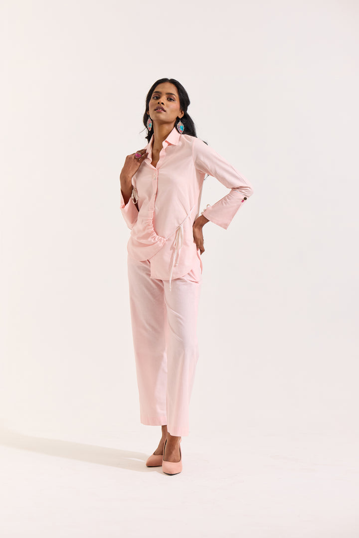 Pink Linen Flared Trouser