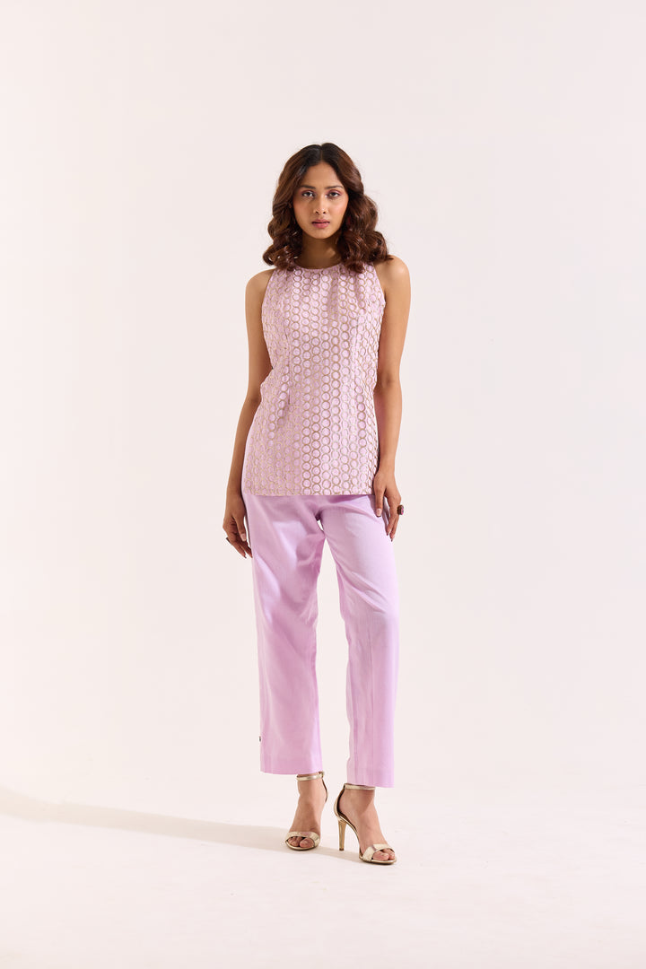 Lavender & Gold Chanderi Top
