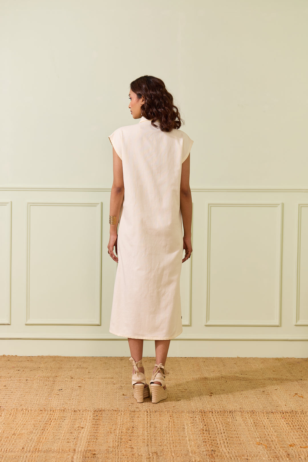 Cream Linen Shirt Dress