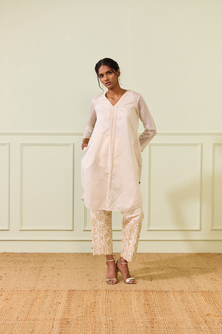 Ivory Chanderi Kurta