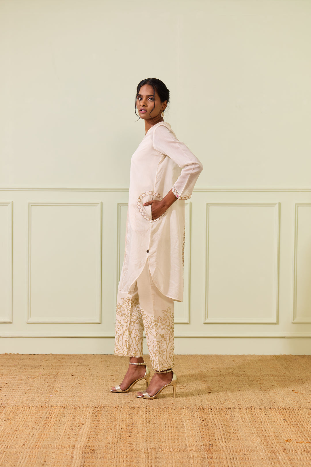 Ivory Chanderi Kurta