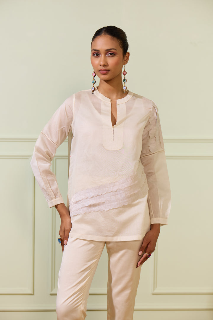 Ivory Laser Cut Chanderi Top