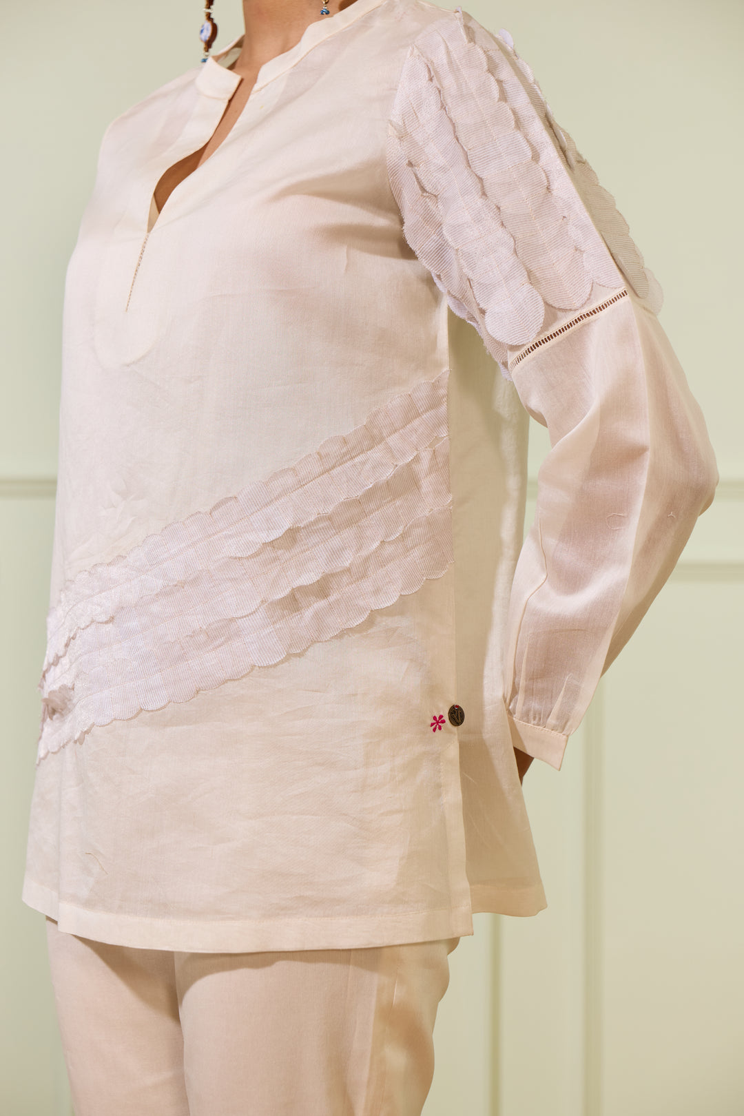 Ivory Laser Cut Chanderi Top