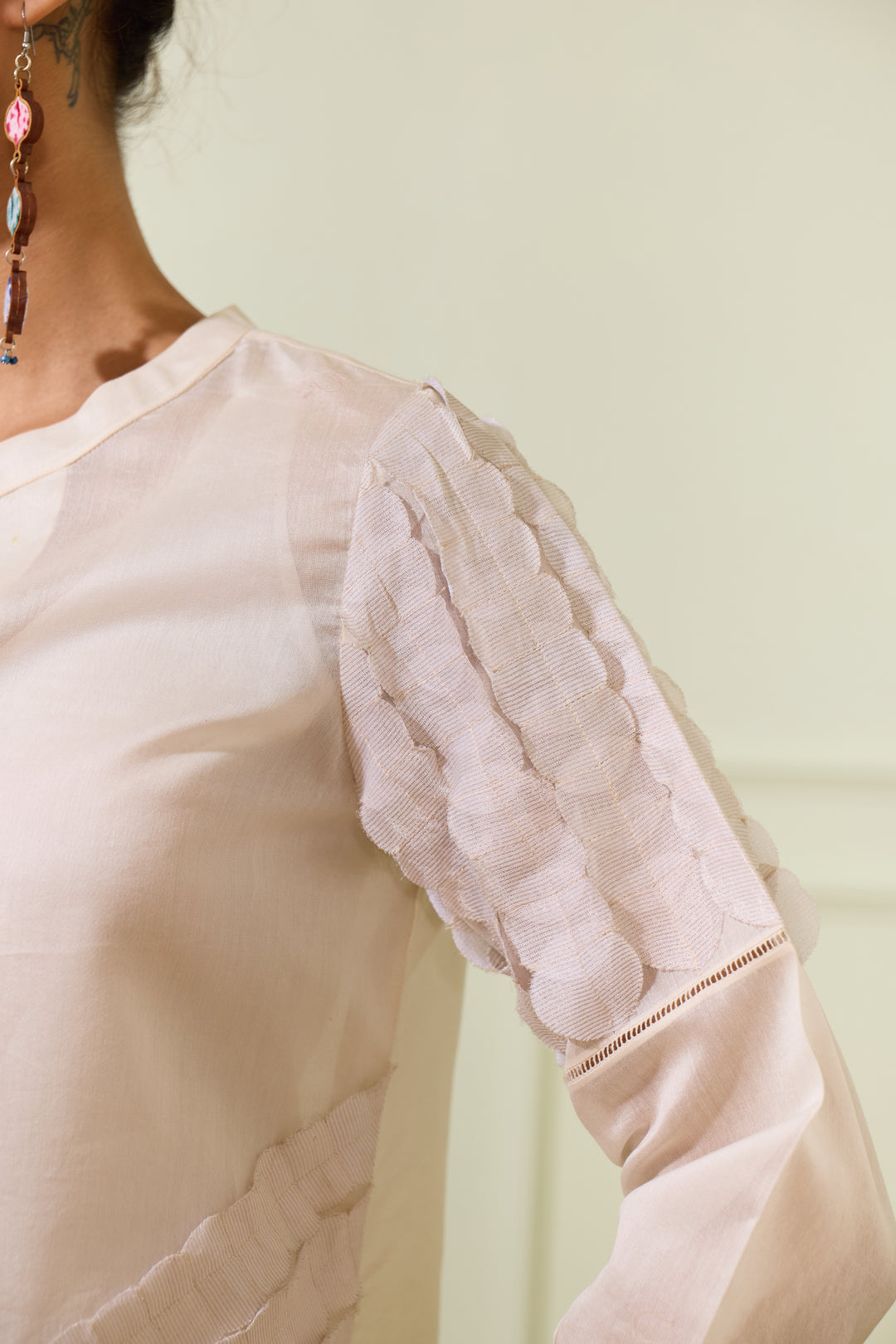 Ivory Laser Cut Chanderi Top