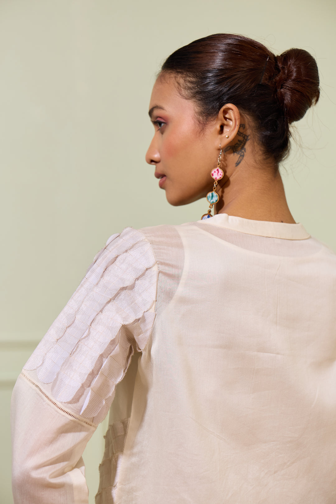 Ivory Laser Cut Chanderi Top
