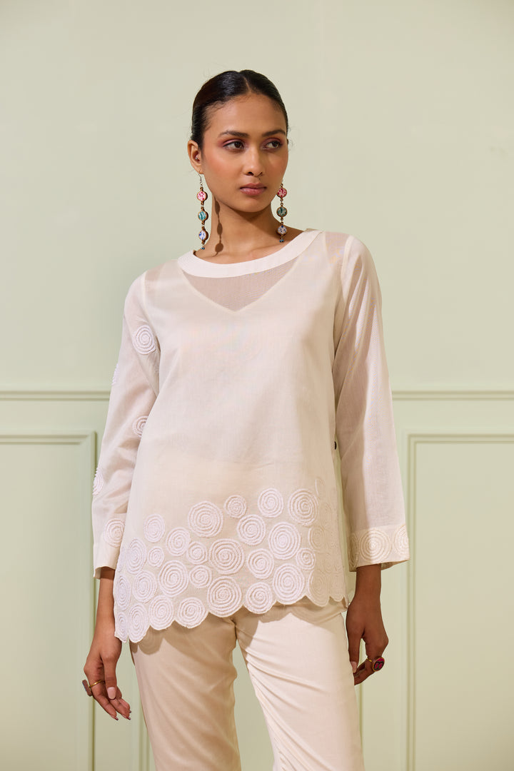 Ivory Circles Top