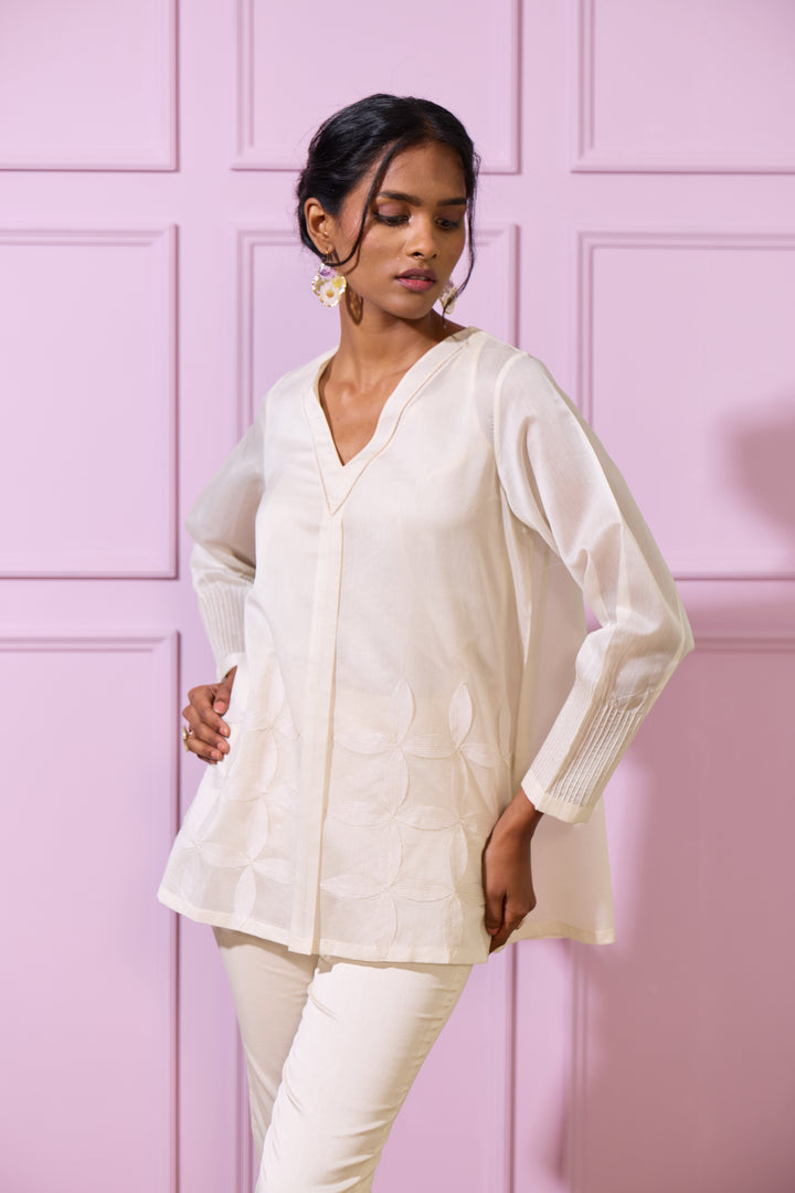 Ivory Laser Cut Petal Top