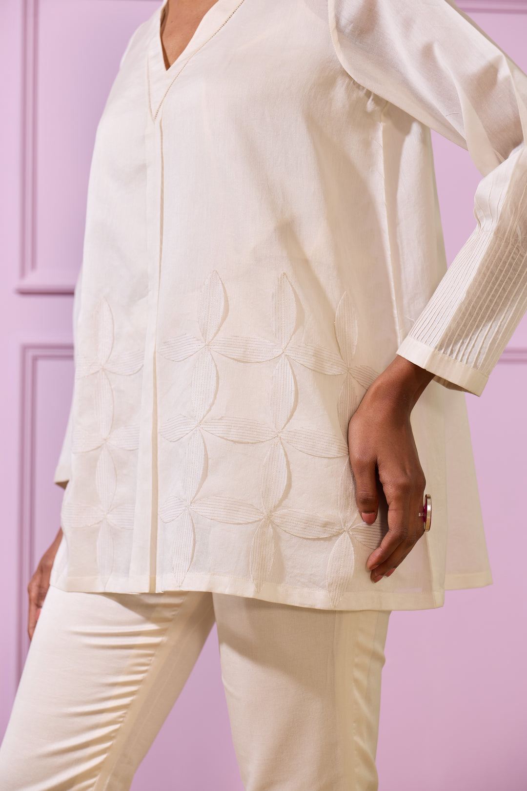 Ivory Laser Cut Petal Top