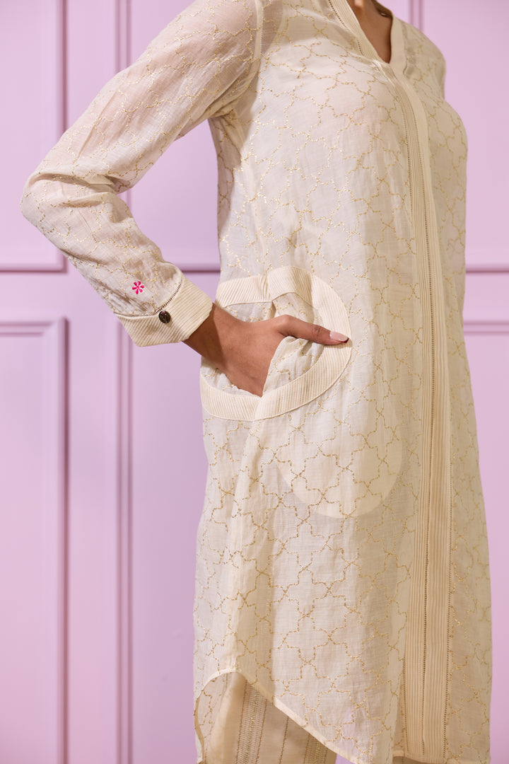 Ivory & Gold Chanderi Gota Kurta