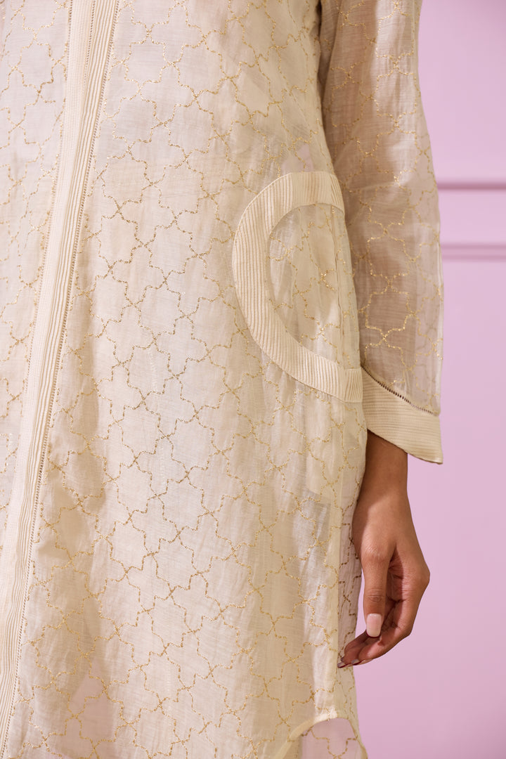 Ivory & Gold Chanderi Gota Kurta