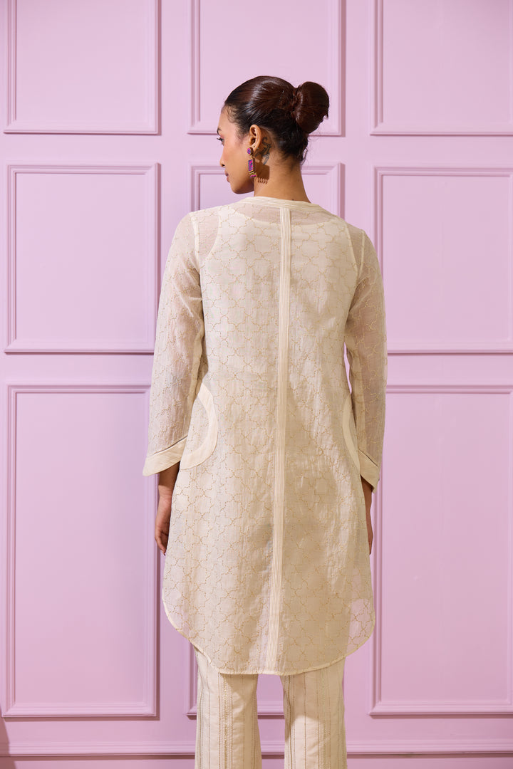 Ivory & Gold Chanderi Gota Kurta