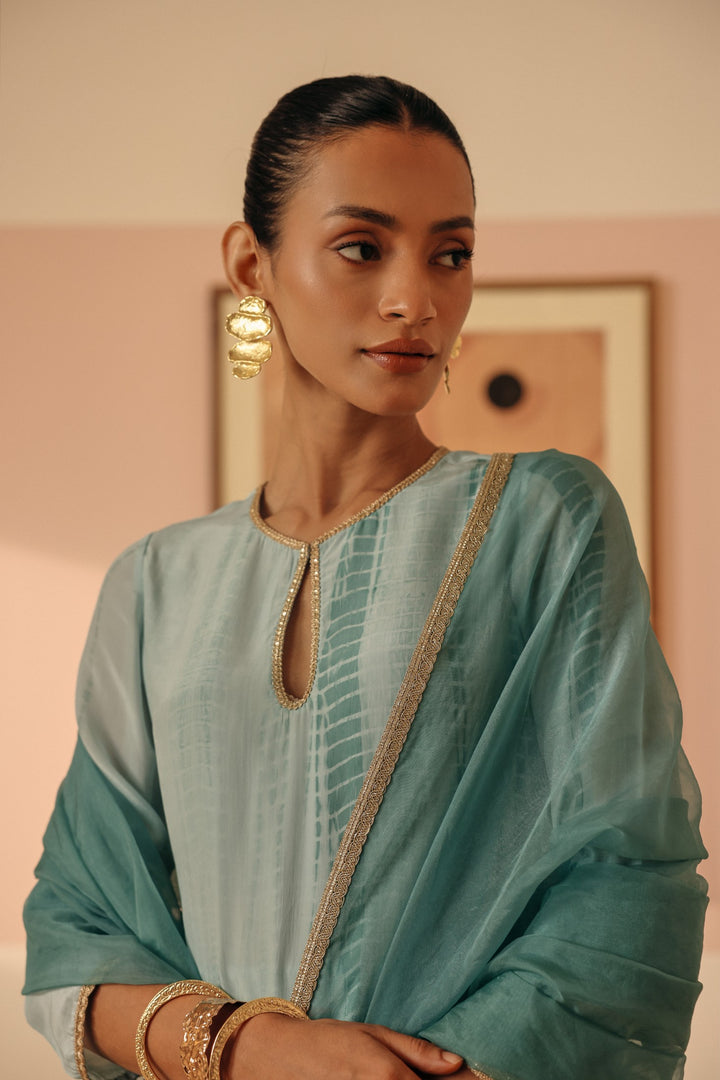 Blue Organza Dupatta