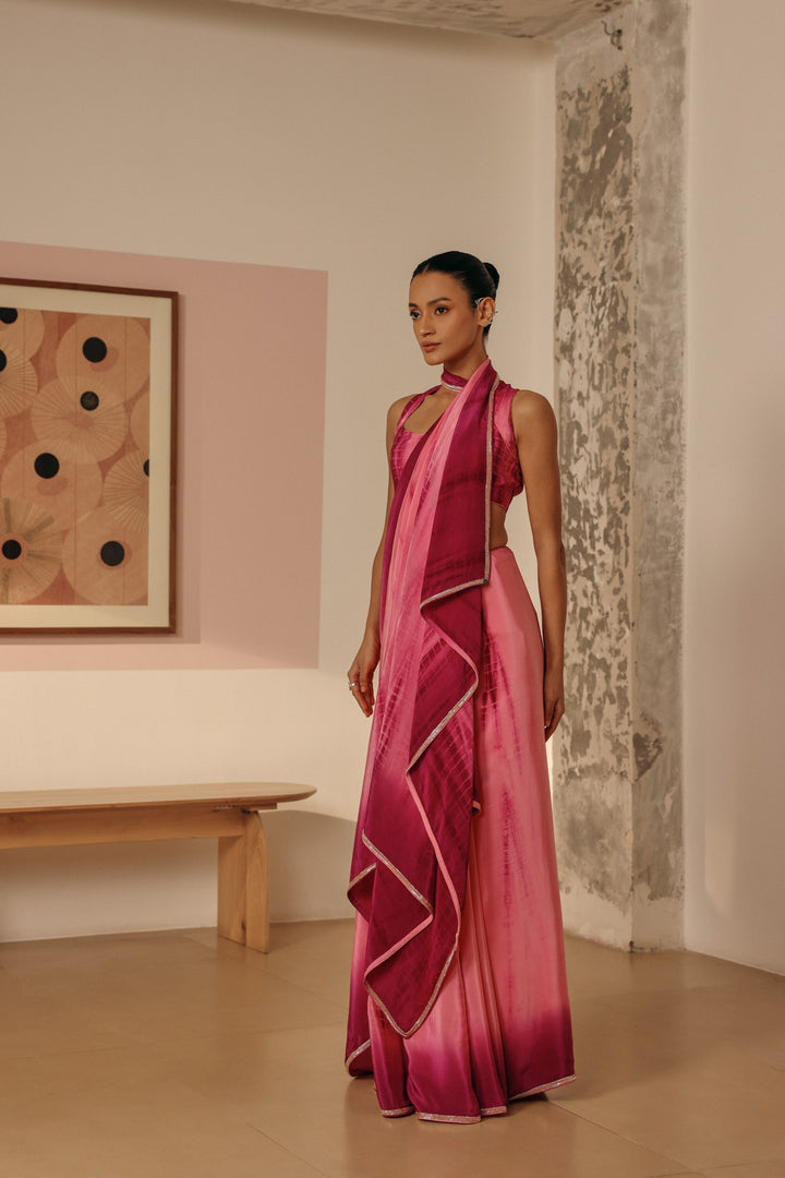 Purple Tie-dye Crepe Saree