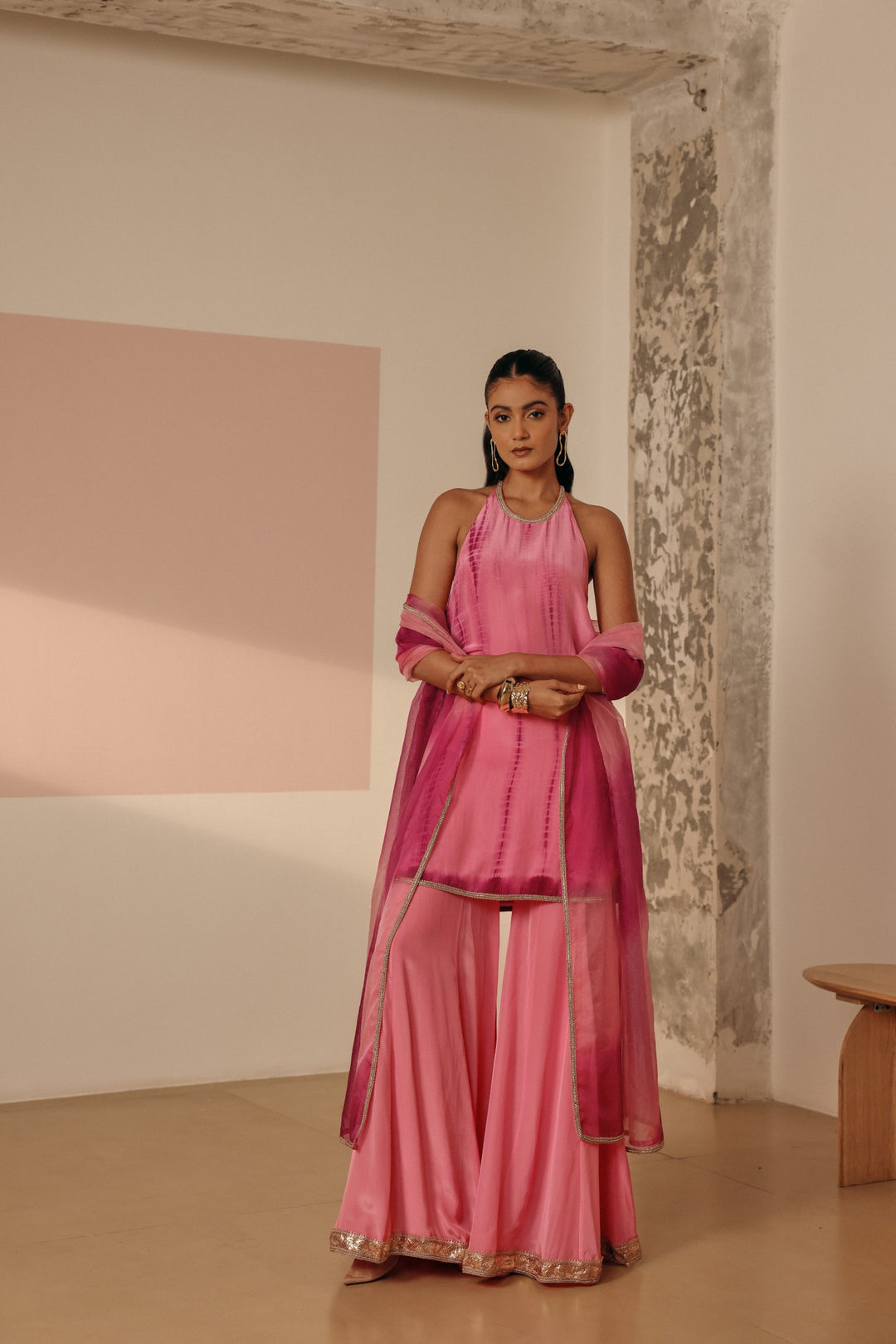 Purple Ombre Organza Dupatta