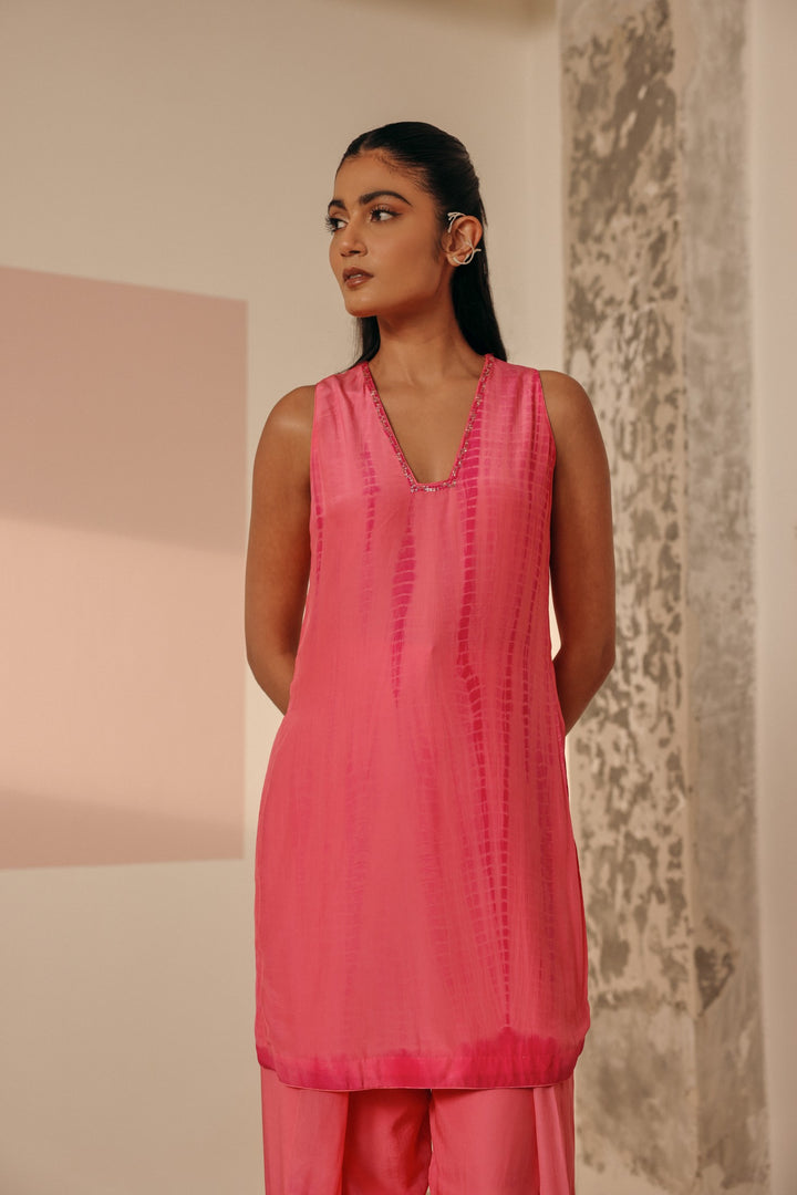Hot Pink Tie-dye Kurta