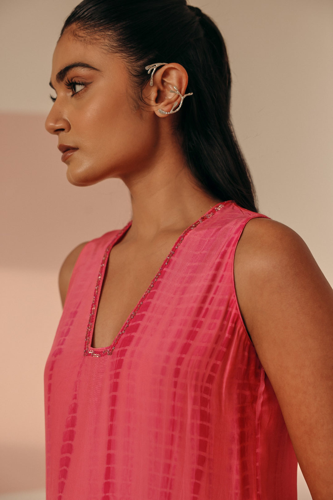 Hot Pink Tie-dye Kurta